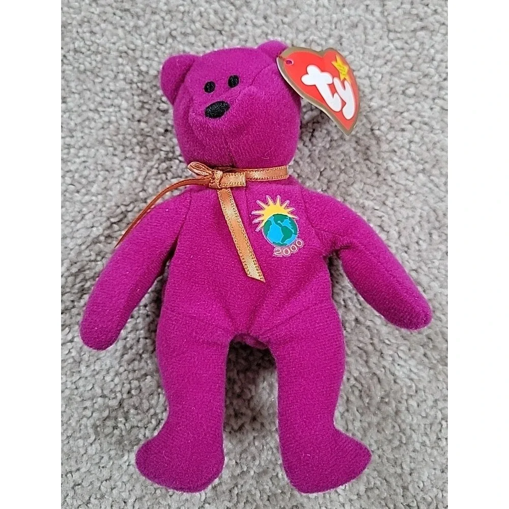 Ty‎ Beanie Babies Millennium Bear Plush Toy - Purple